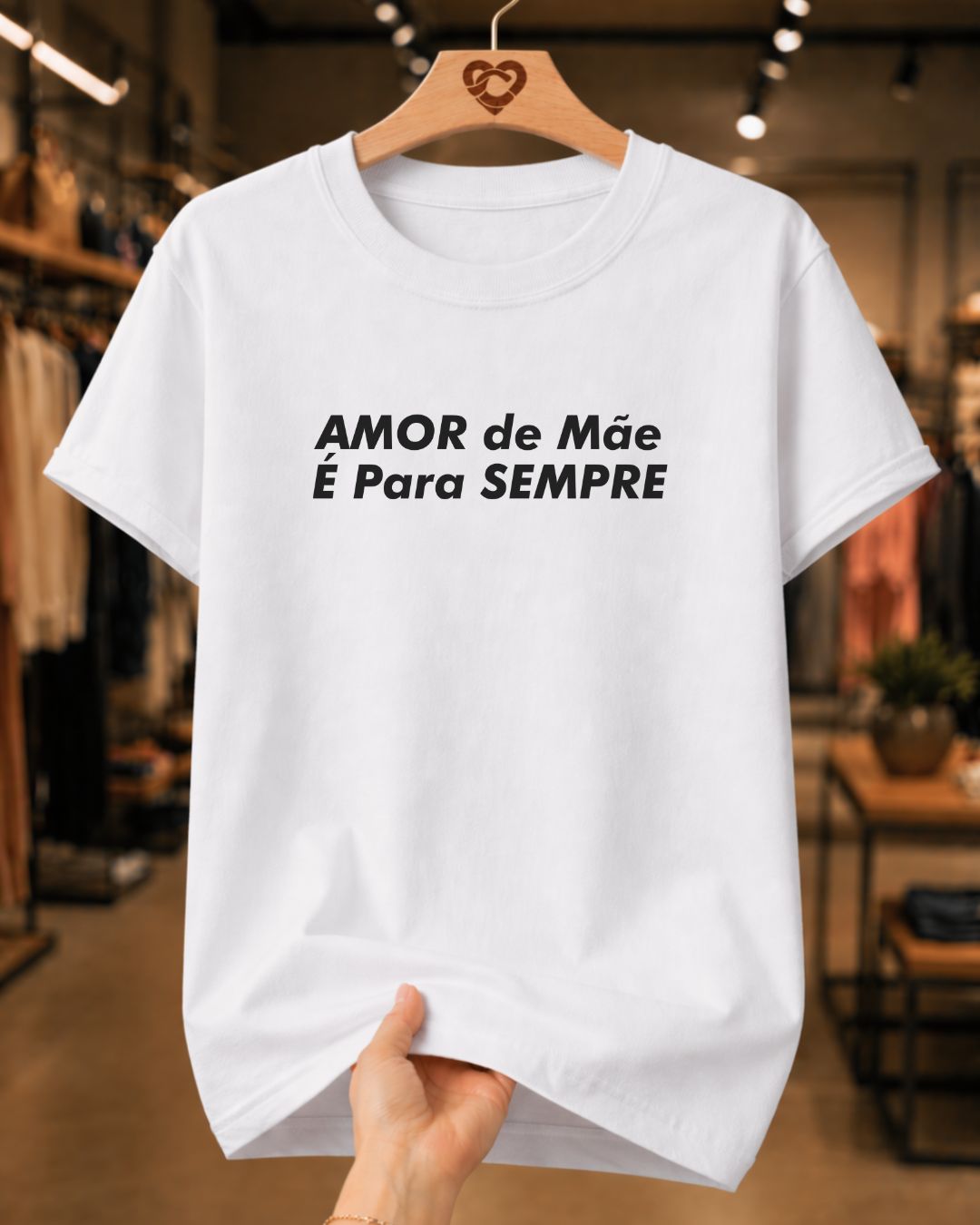 Camiseta Feminina 100% Algodão "Amor De Mãe É Para Sempre" Dia Das Mães