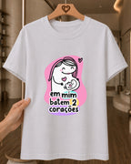 Camiseta Feminina Em Mim Batem Dois Corações