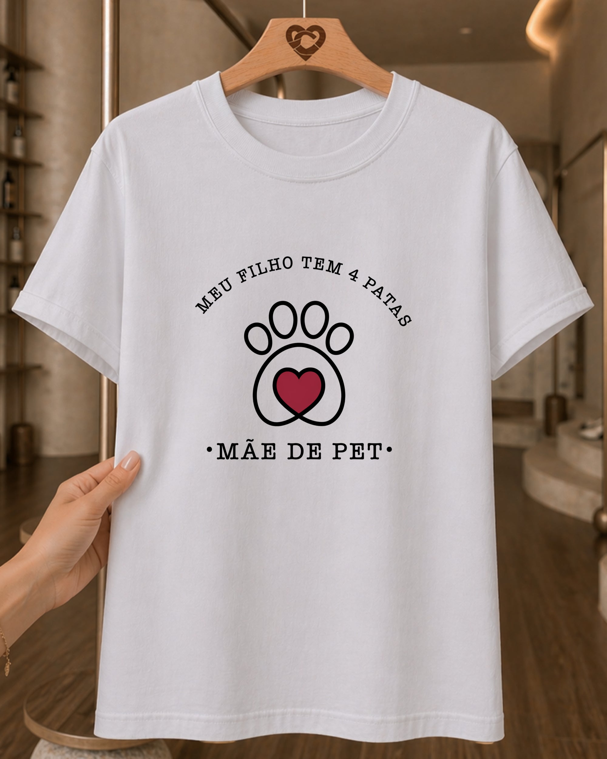 Camiseta Feminina Dia Das Mães "Mãe De Pet Amor Sem Medida" 100% Algodão