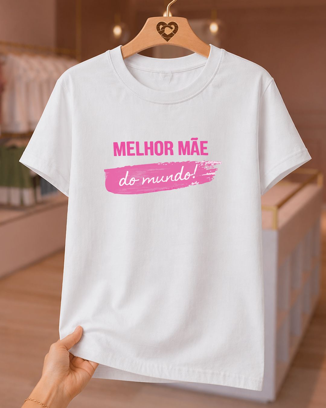 Camiseta 100% Algodão Feminina "Melhor Mãe Do Mundo" Dia Das Mães