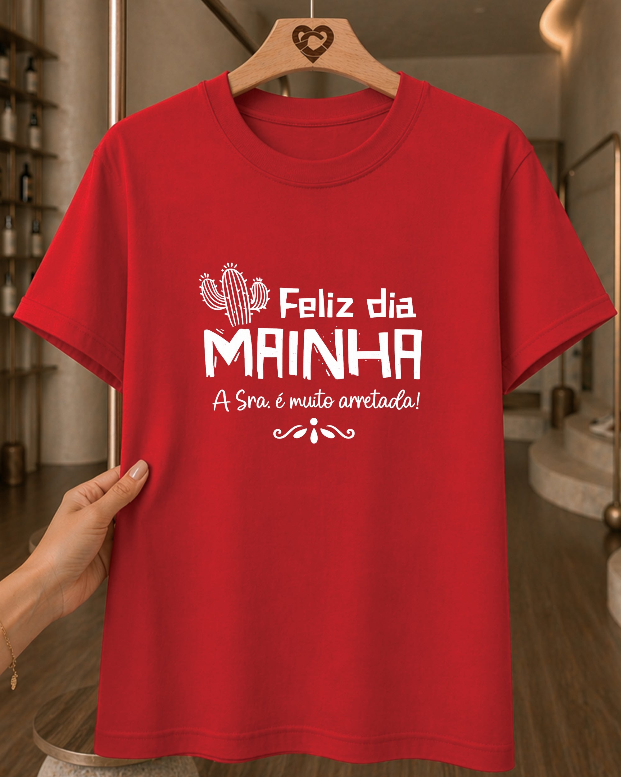 Camiseta Feminina "Mainha Amor Forte E Verdadeiro" 100% Algodão Dia Das Mães