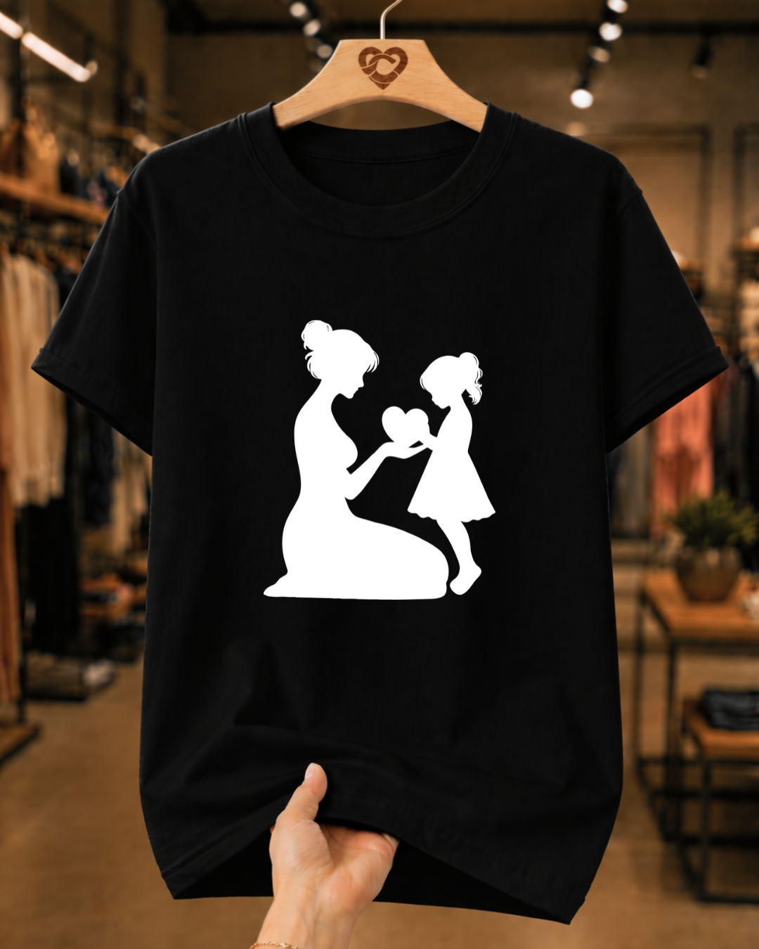 Camiseta Feminina 100% Algodão "Amor De Mãe Em Silhueta" Dia Das Mães