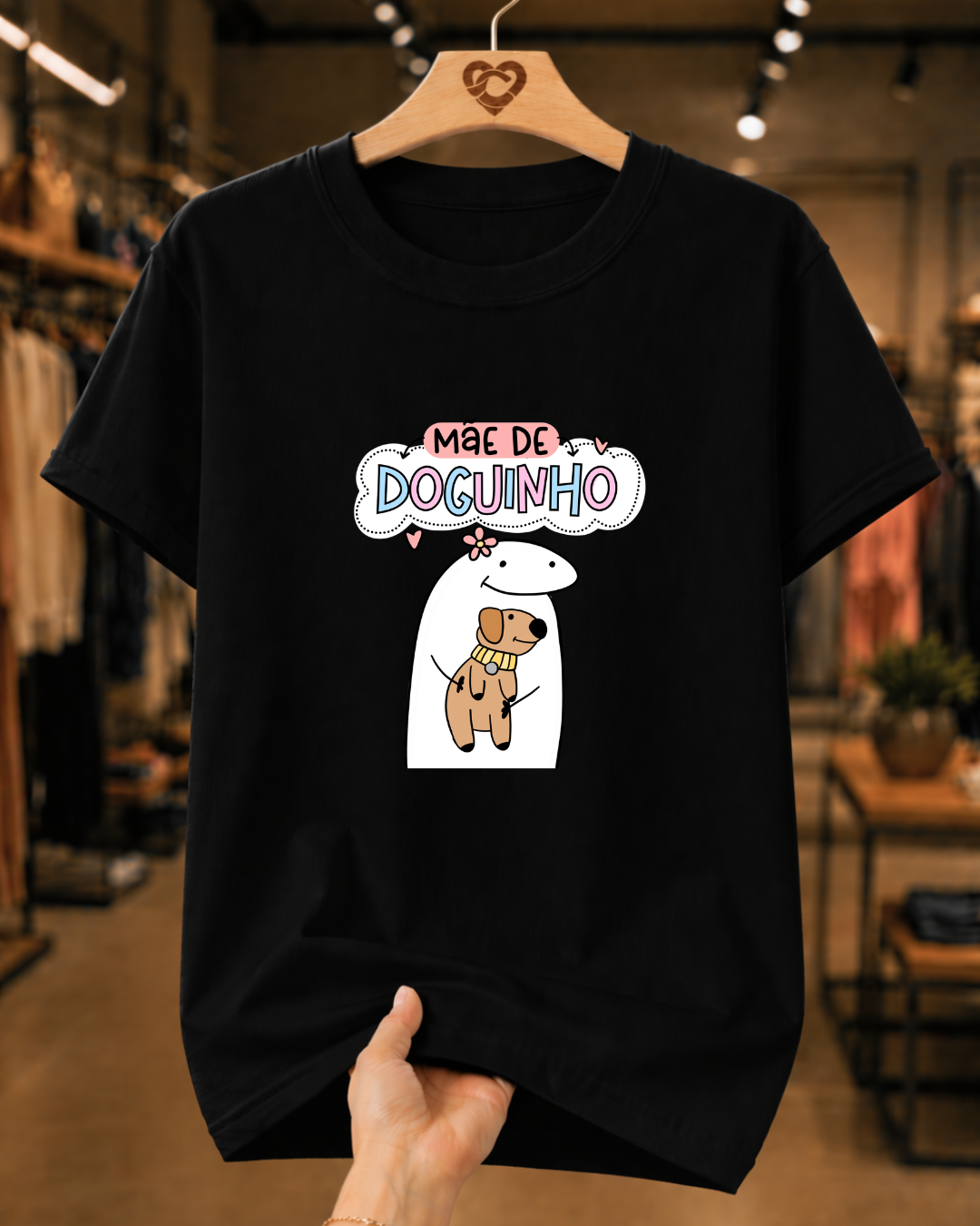 Camiseta Feminina 100% Algodão "Mãe De Doguinho" Dia Das Mães