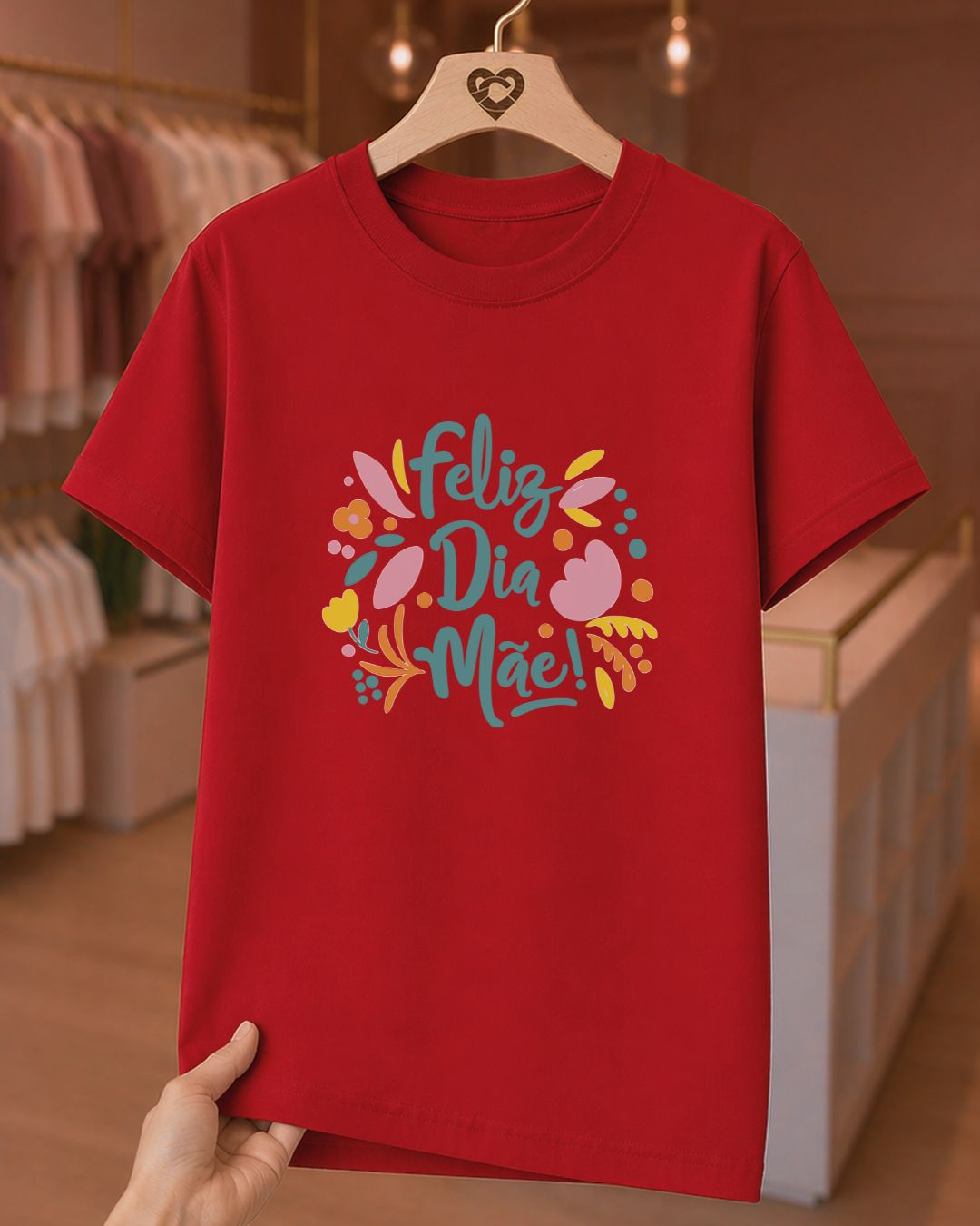 Camiseta Feminina Dia Das Mães "Feliz Dia Mãe" 100% Algodão