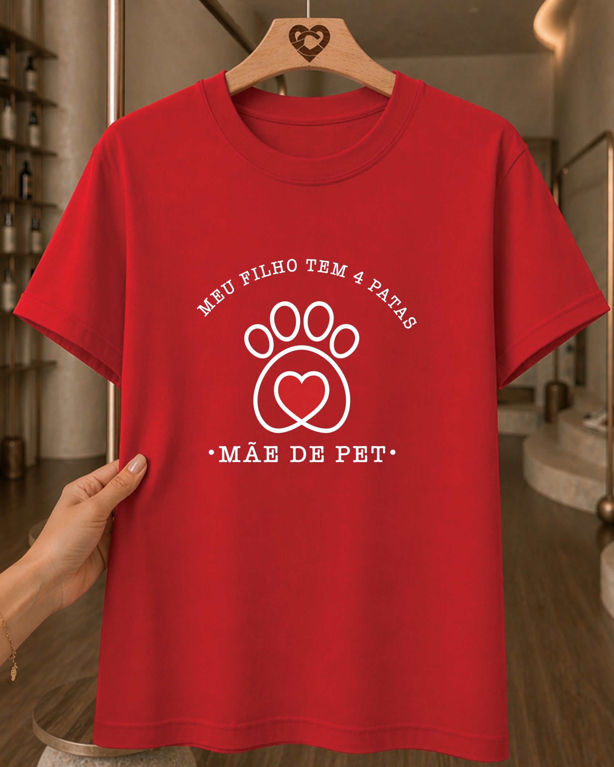 Camiseta Feminina Dia Das Mães "Mãe De Pet Amor Sem Medida" 100% Algodão