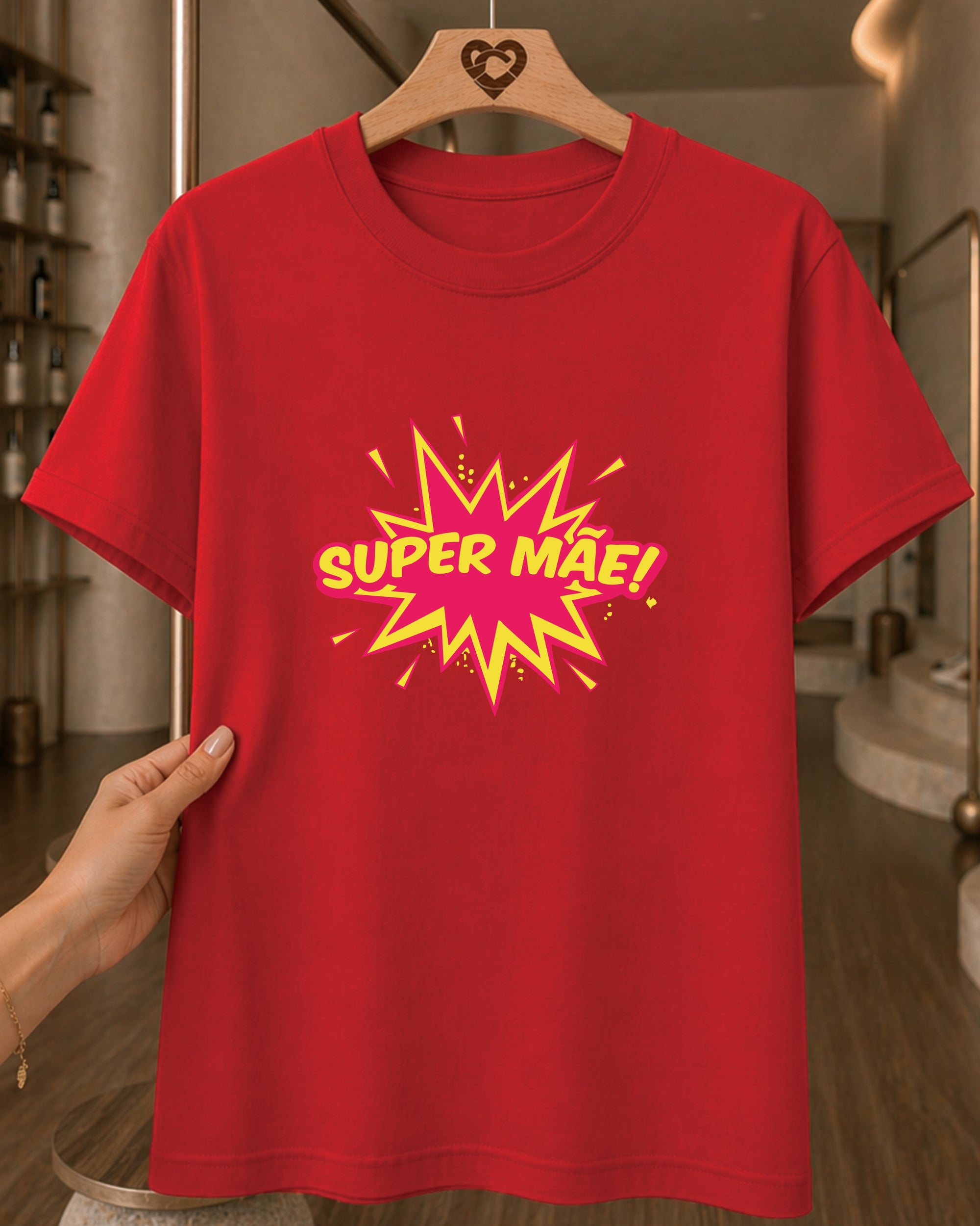 Camiseta Feminina 100% Algodão "Super Mãe" Dia Das Mães