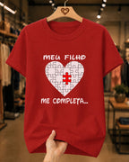 Camiseta Dia Das Mães Feminina "Meu Filho Me Completa" 100% Algodão