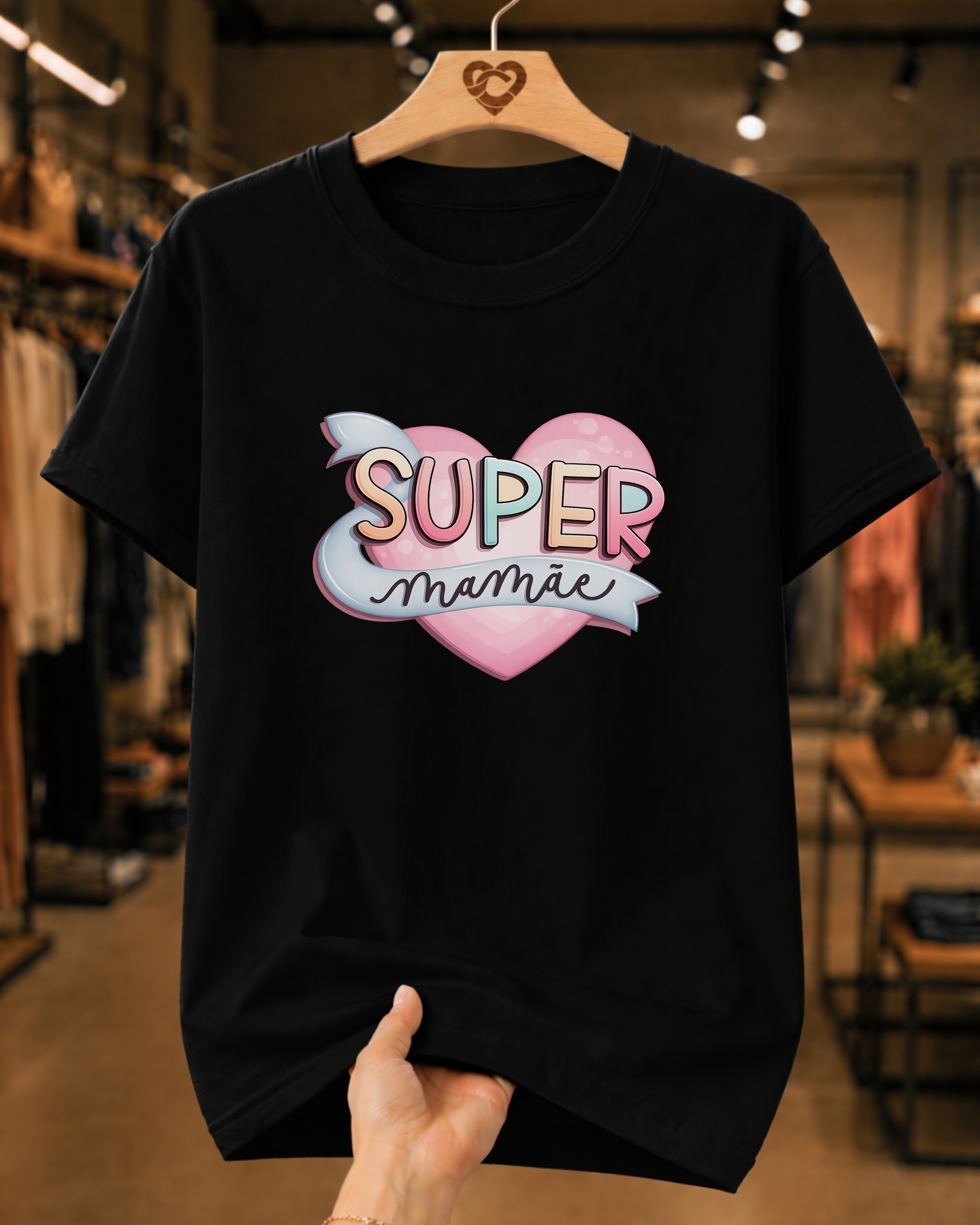 Camiseta Feminina 100% Algodão "Super Mamãe" Dia Das Mães