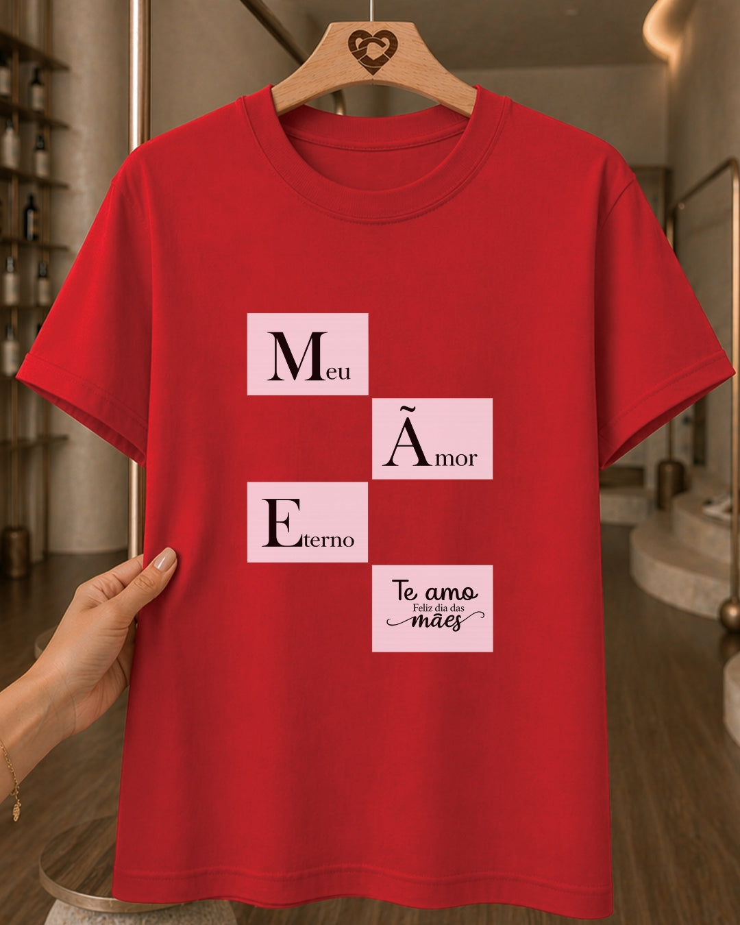 Camiseta Feminina 100% Algodão "Mãe Meu Amor Eterno" Dia Das Mães