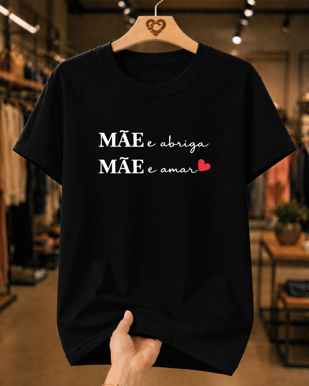 Camiseta Feminina 100% Algodão "Mãe É Abrigo Mãe E Amar" Dia Das Mães