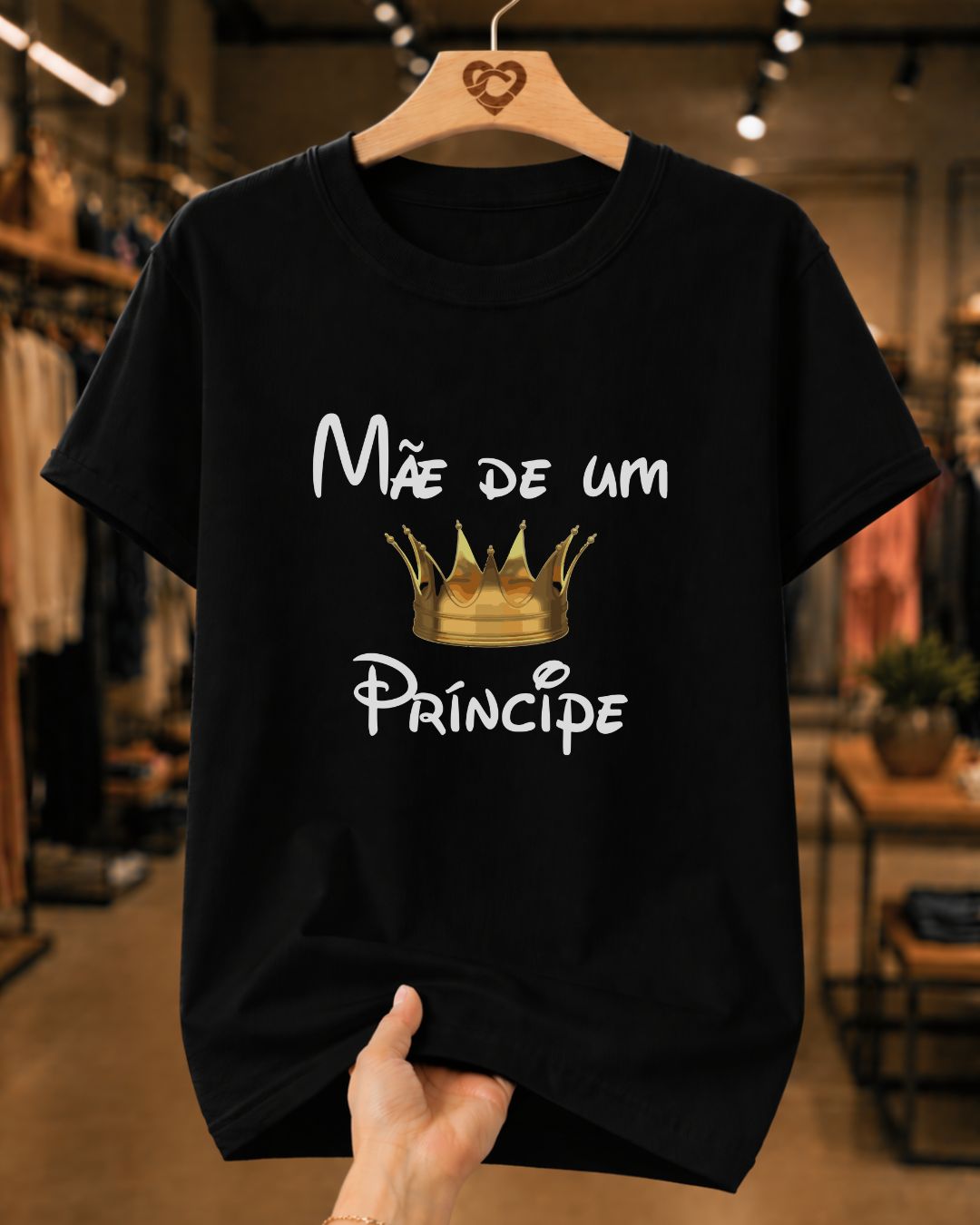 Camiseta Feminina 100% Algodão "Mãe De Um Príncipe Amado" Dia Das Mães