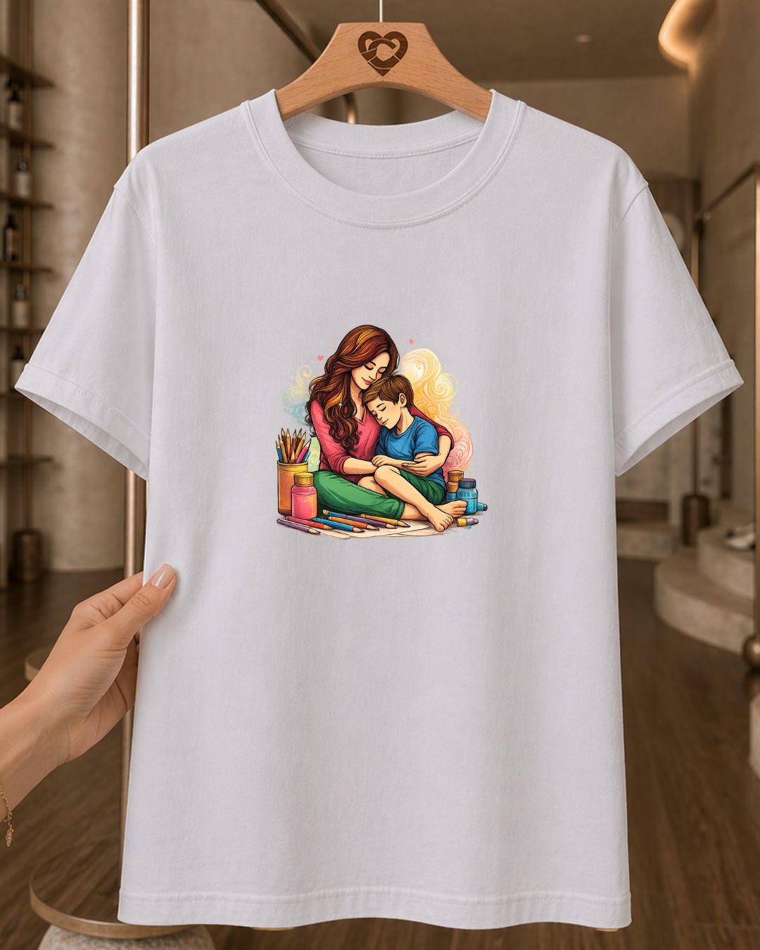 Camiseta Feminina 100% Algodão "Mãe E Filho Amor" Feliz Dia Das Mães
