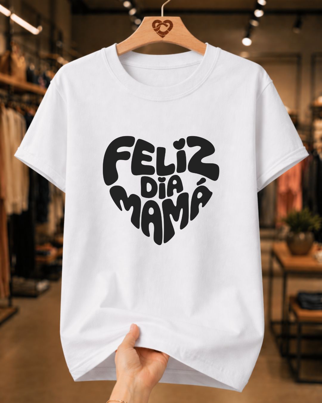 Camiseta Feminina "Feliz Dia Mãe" 100% Algodão Dia Das Mães