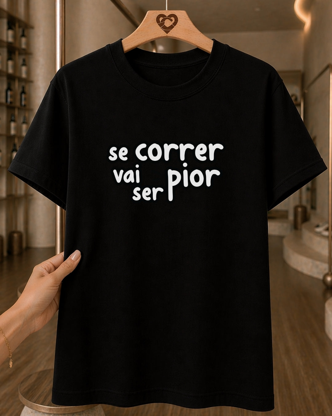 Camiseta Feminina 100% Algodão "Se Correr Vai Ser Pior" Dia Das Mães