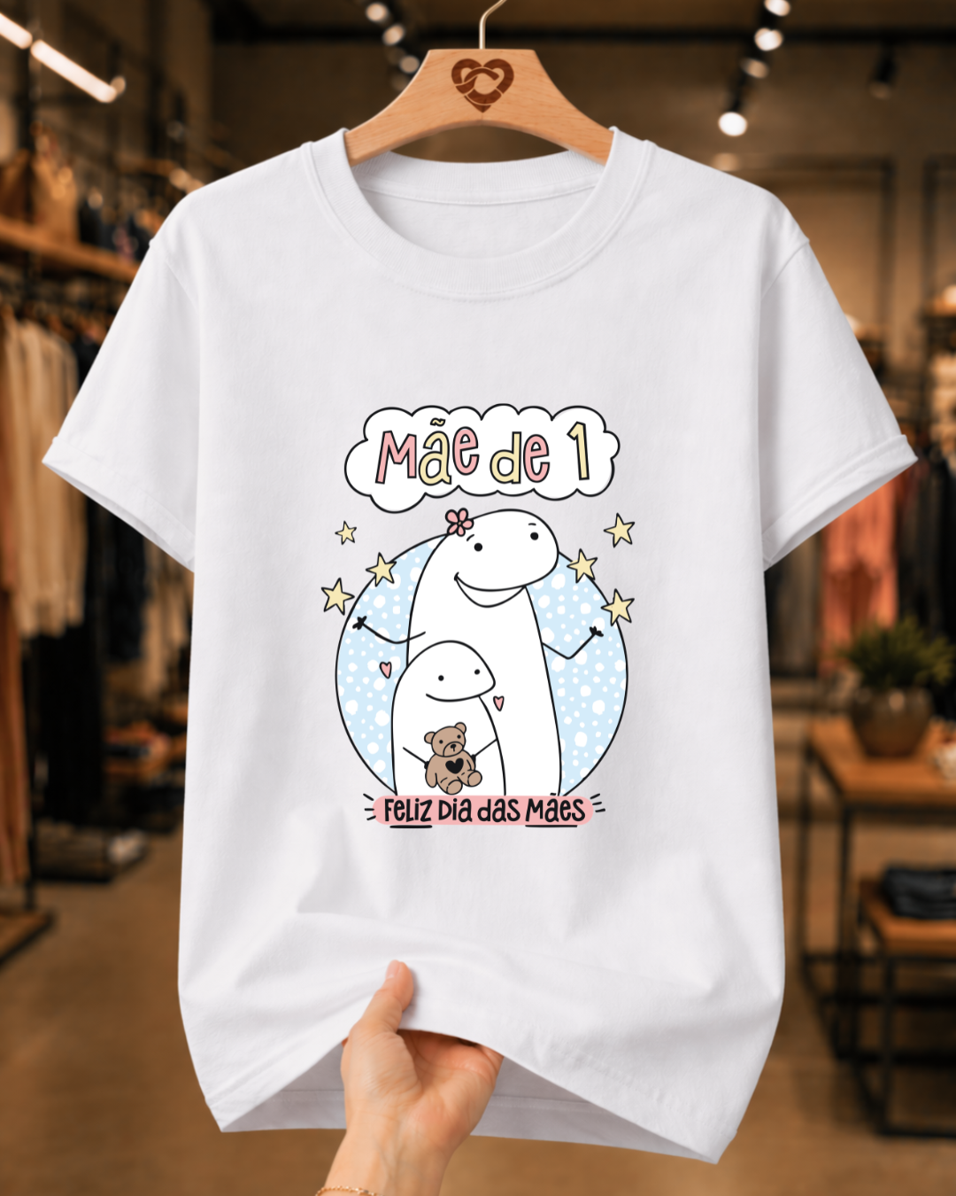 Camiseta Feminina 100% Algodão "Mãe De 1" Dia Das Mães