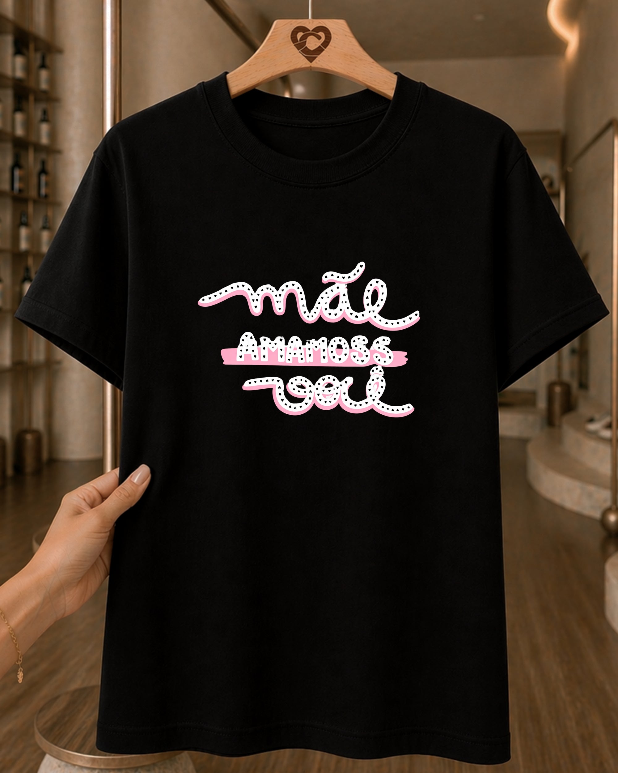 Camiseta Feminina "Mãe Amamos Você" 100% Algodão Dia Das Mães