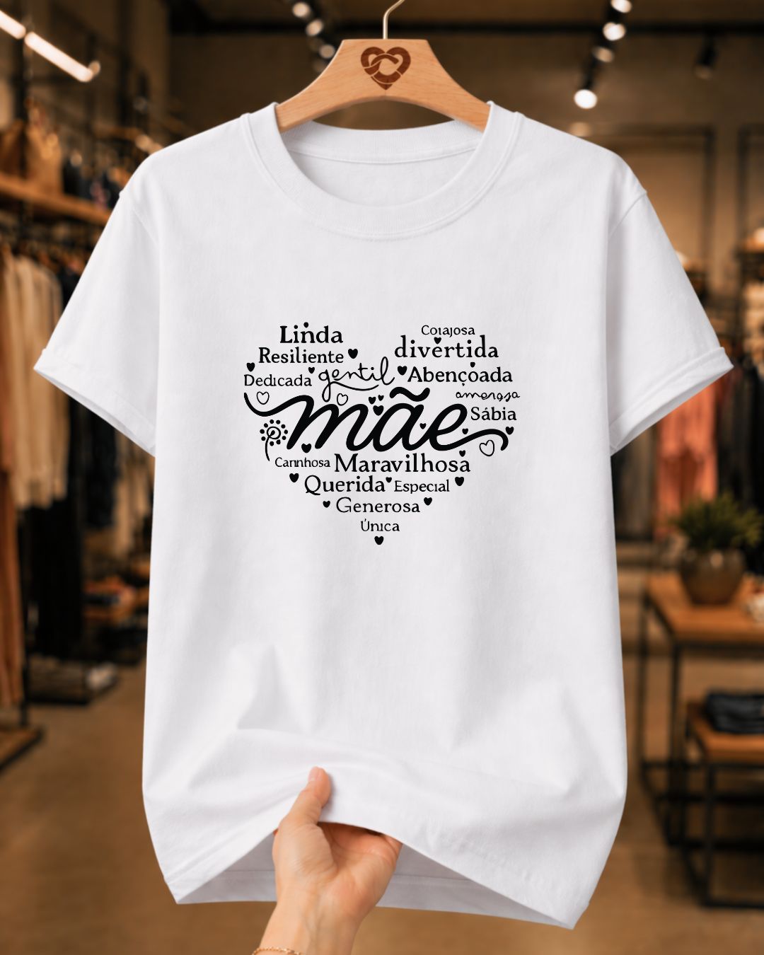 Camiseta 100% Algodão Feminina "Mãe Fonte De Amor" Dia Das Mães