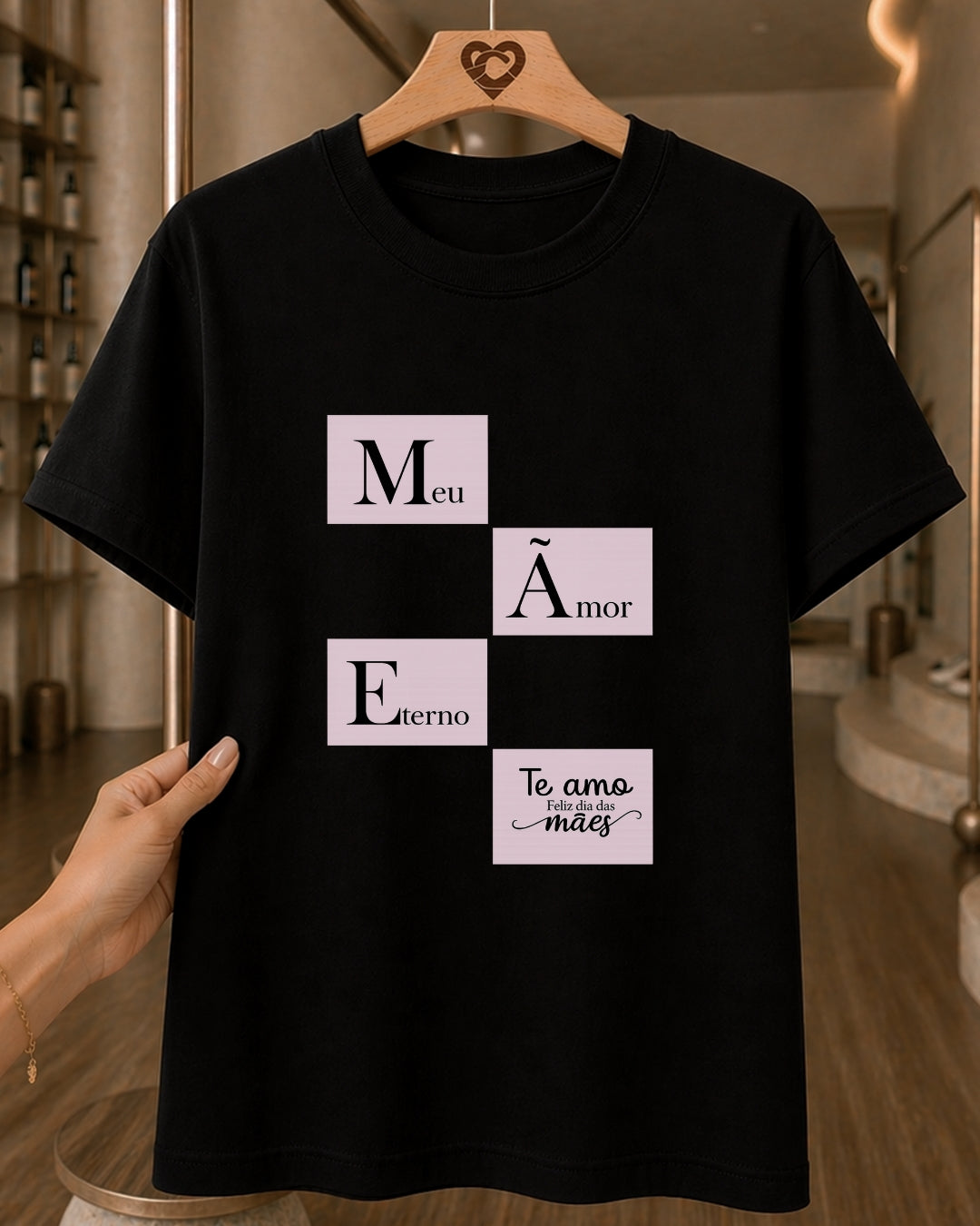 Camiseta Feminina 100% Algodão "Mãe Meu Amor Eterno" Dia Das Mães