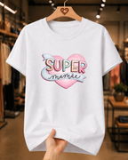 Camiseta Feminina 100% Algodão "Super Mamãe" Dia Das Mães