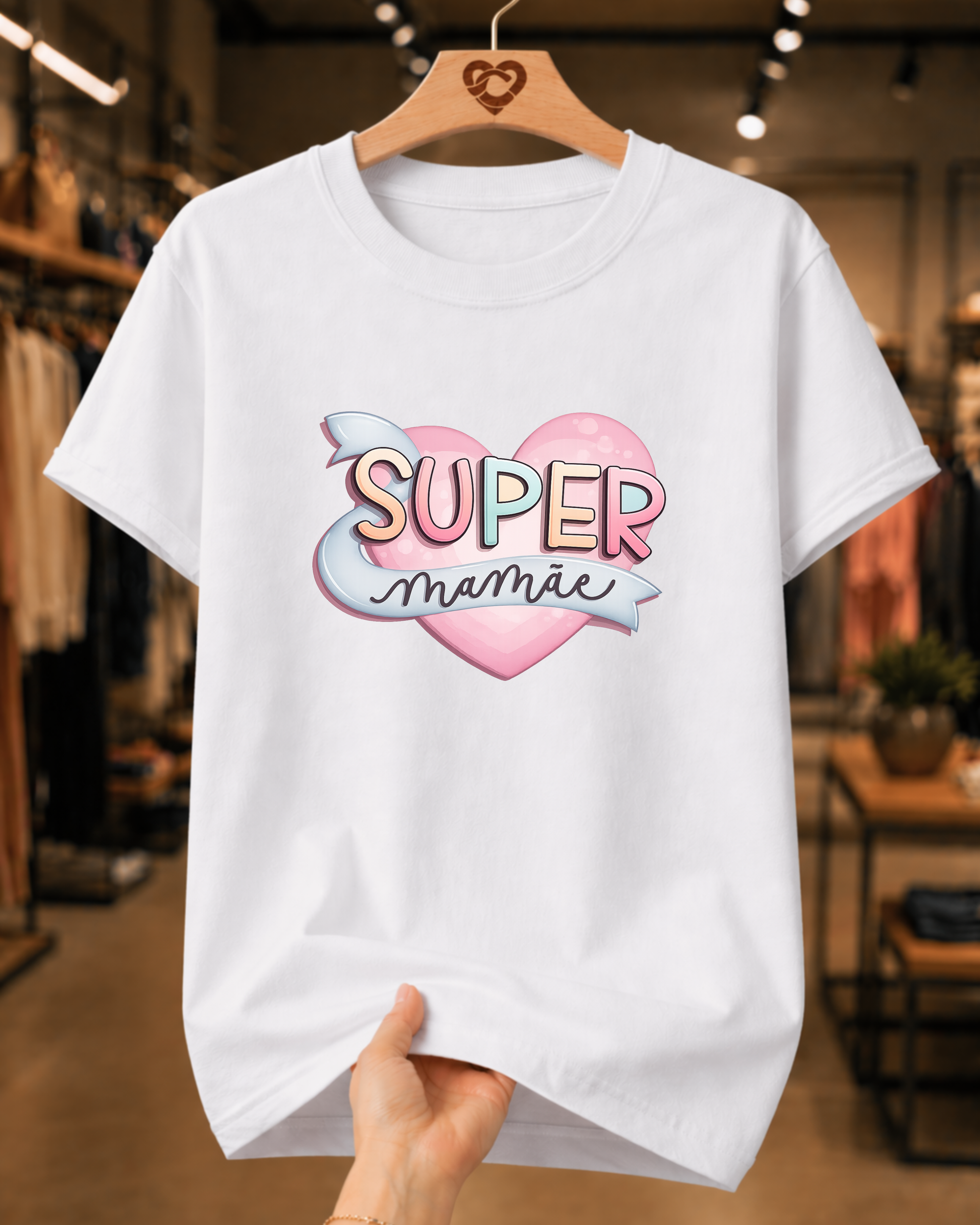 Camiseta Feminina 100% Algodão "Super Mamãe" Dia Das Mães