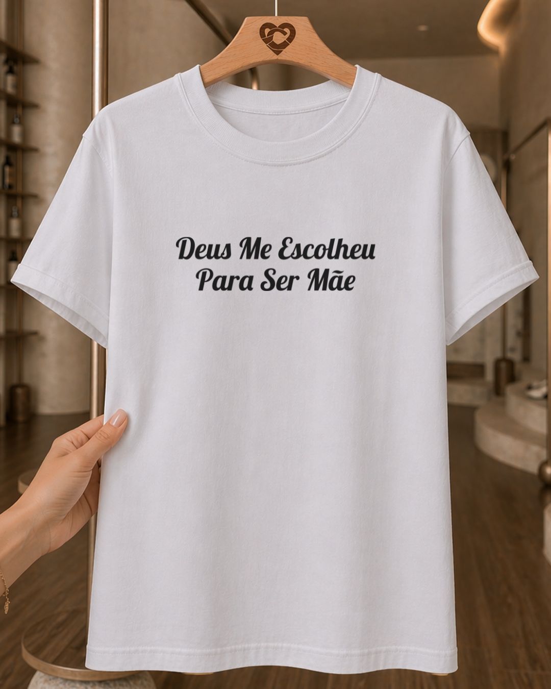 Camiseta Feminina 100% Algodão "Deus Me Escolheu Para Ser Mãe" Dia Das Mães