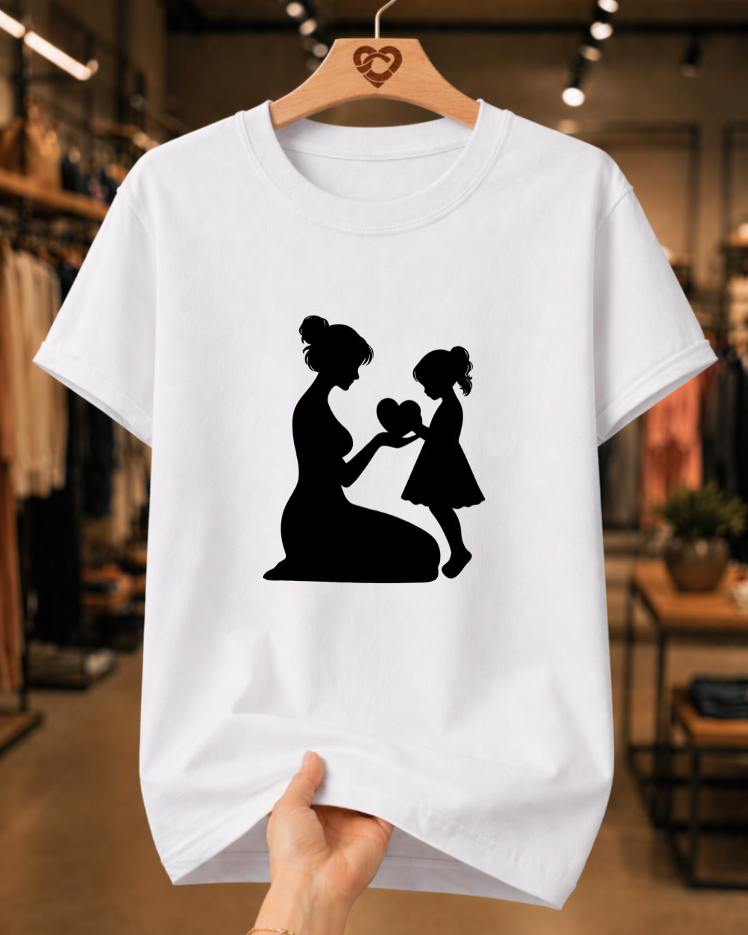 Camiseta Feminina 100% Algodão "Amor De Mãe Em Silhueta" Dia Das Mães