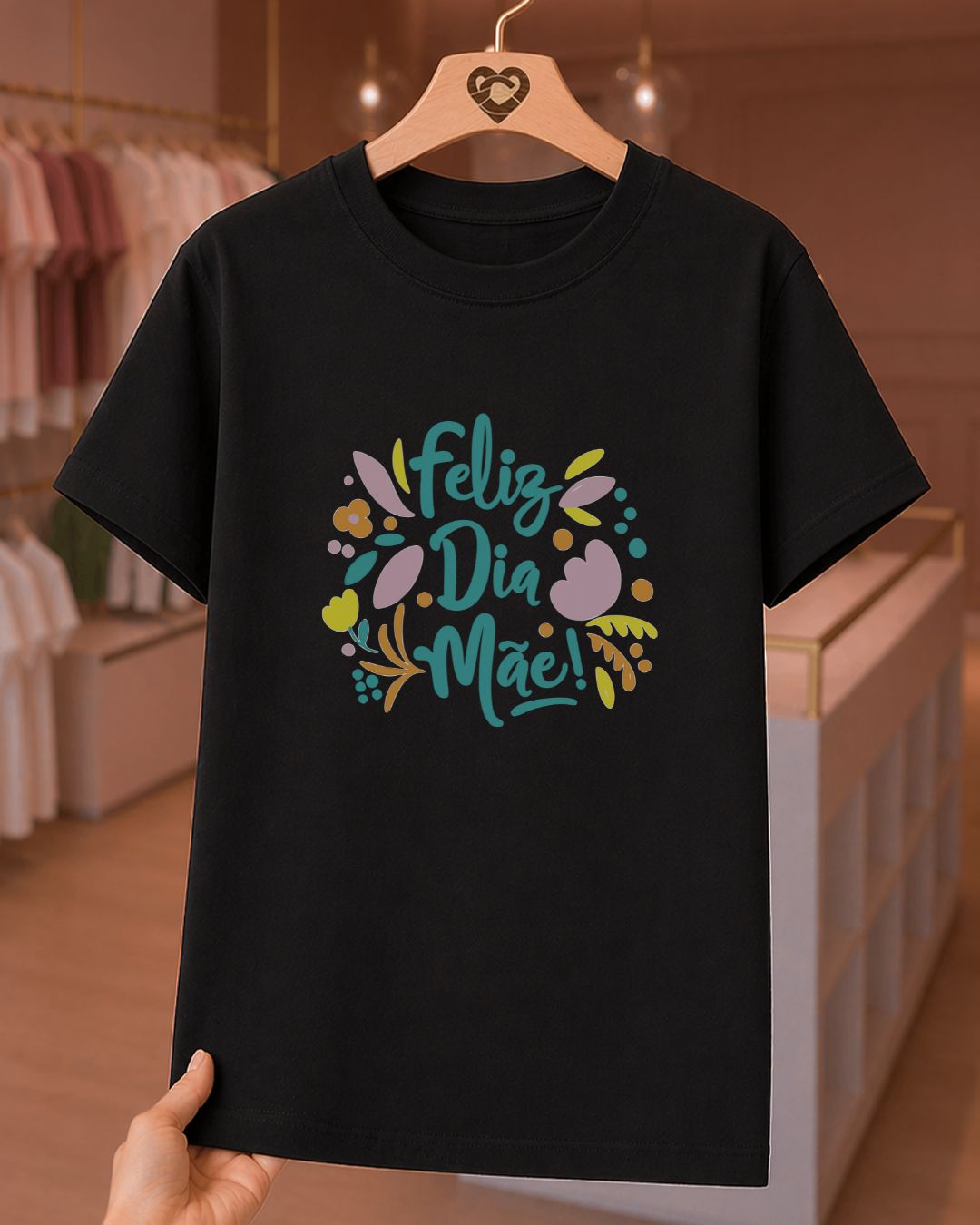 Camiseta Feminina Dia Das Mães "Feliz Dia Mãe" 100% Algodão