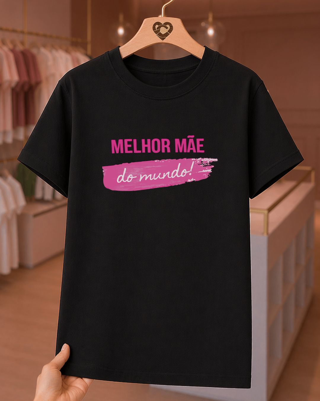 Camiseta 100% Algodão Feminina "Melhor Mãe Do Mundo" Dia Das Mães