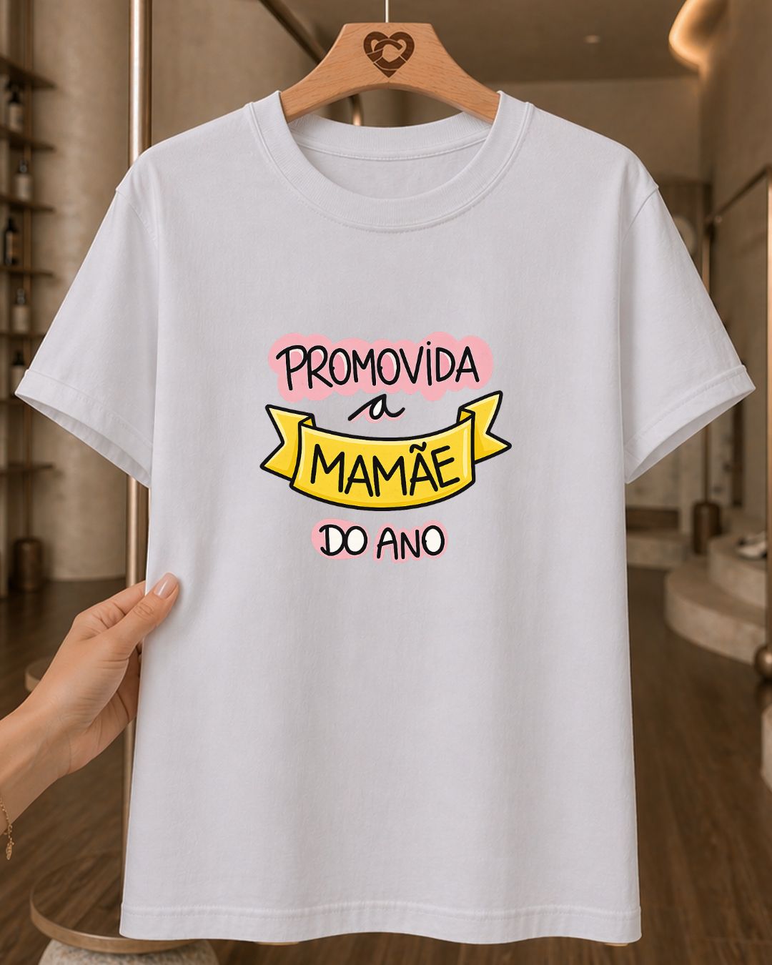 Camiseta Feminina 100% Algodão "Promovida A Mamãe Do" Feliz Dia Das Mães