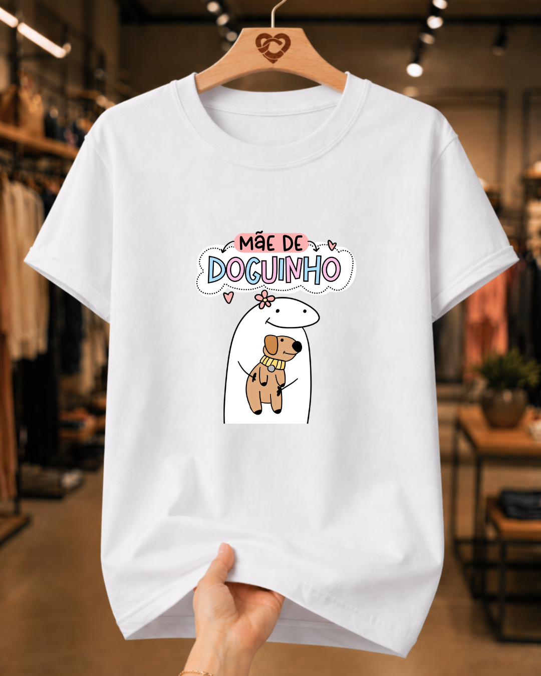 Camiseta Feminina 100% Algodão "Mãe De Doguinho" Dia Das Mães