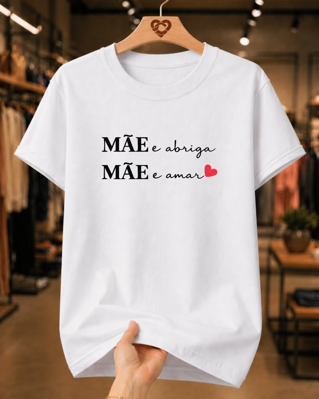 Camiseta Feminina 100% Algodão "Mãe É Abrigo Mãe E Amar" Dia Das Mães