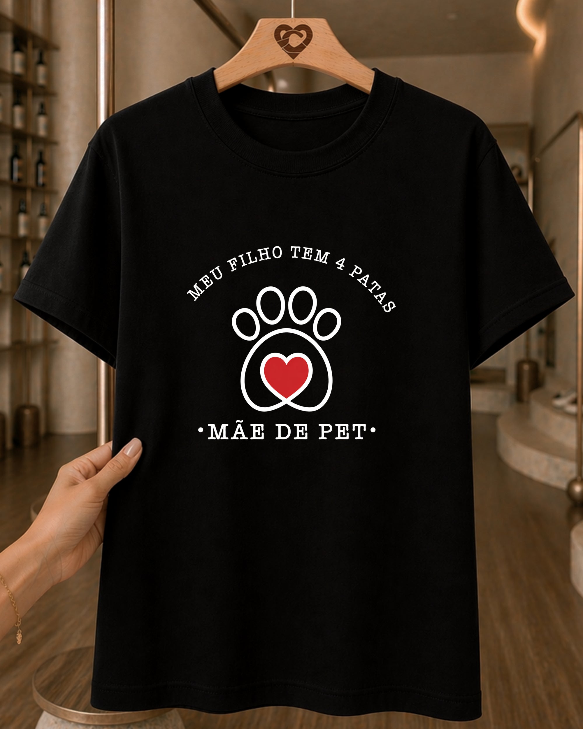 Camiseta Feminina Dia Das Mães "Mãe De Pet Amor Sem Medida" 100% Algodão