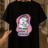 Camiseta Feminina Em Mim Batem Dois Corações