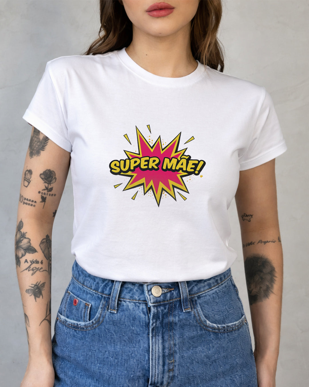 Camiseta Feminina 100% Algodão "Super Mãe" Dia Das Mães