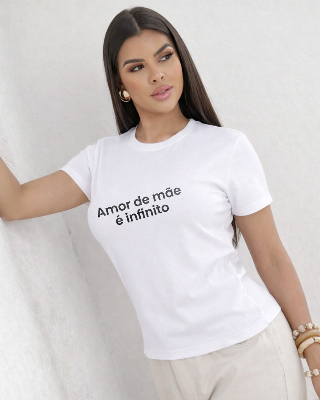 Camiseta Amor De Mãe É Infinito Com Estampa Minimalista