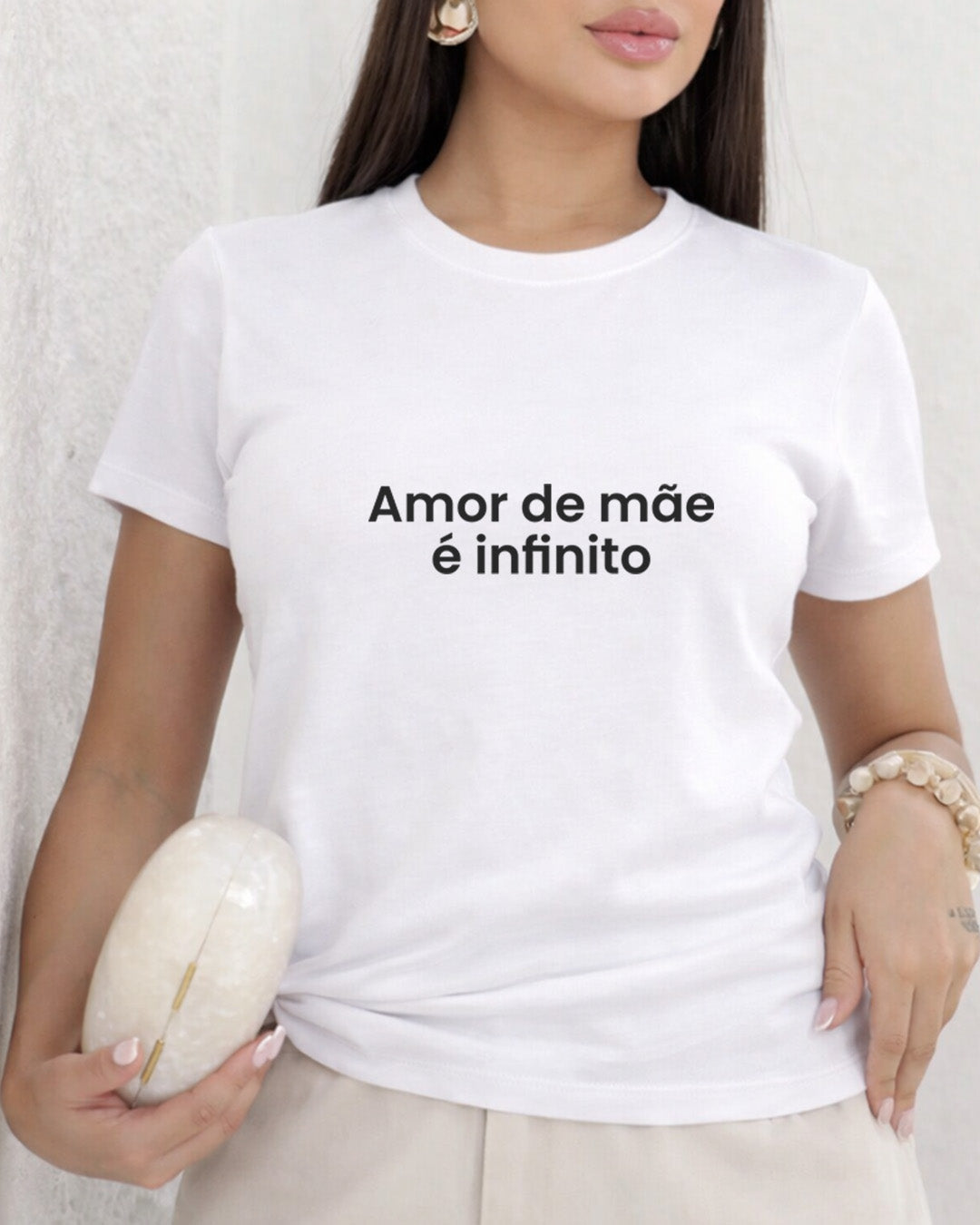 Camiseta Amor De Mãe É Infinito Com Estampa Minimalista