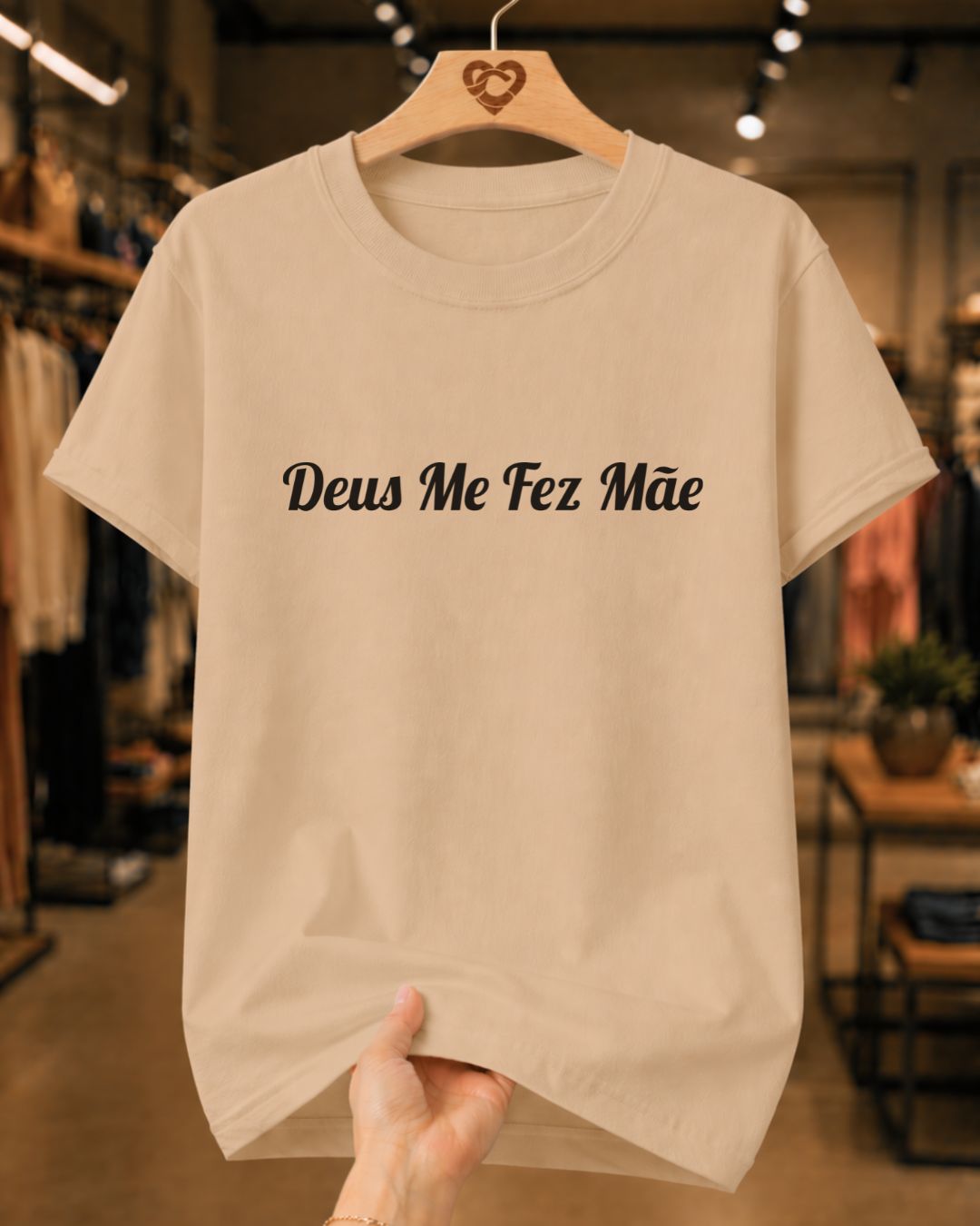 Camiseta Feminina 100% Algodão "Deus Me Fez Mãe" Dia Das Mães