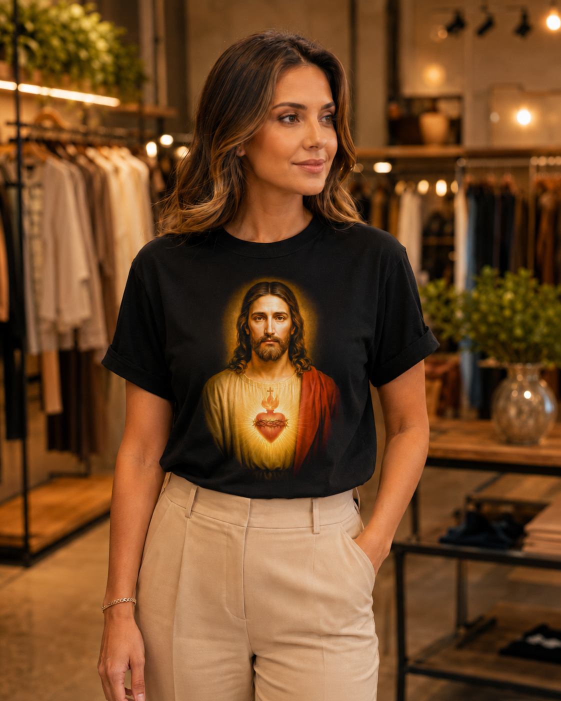 Camiseta Feminina Sagrado Coração De Jesus