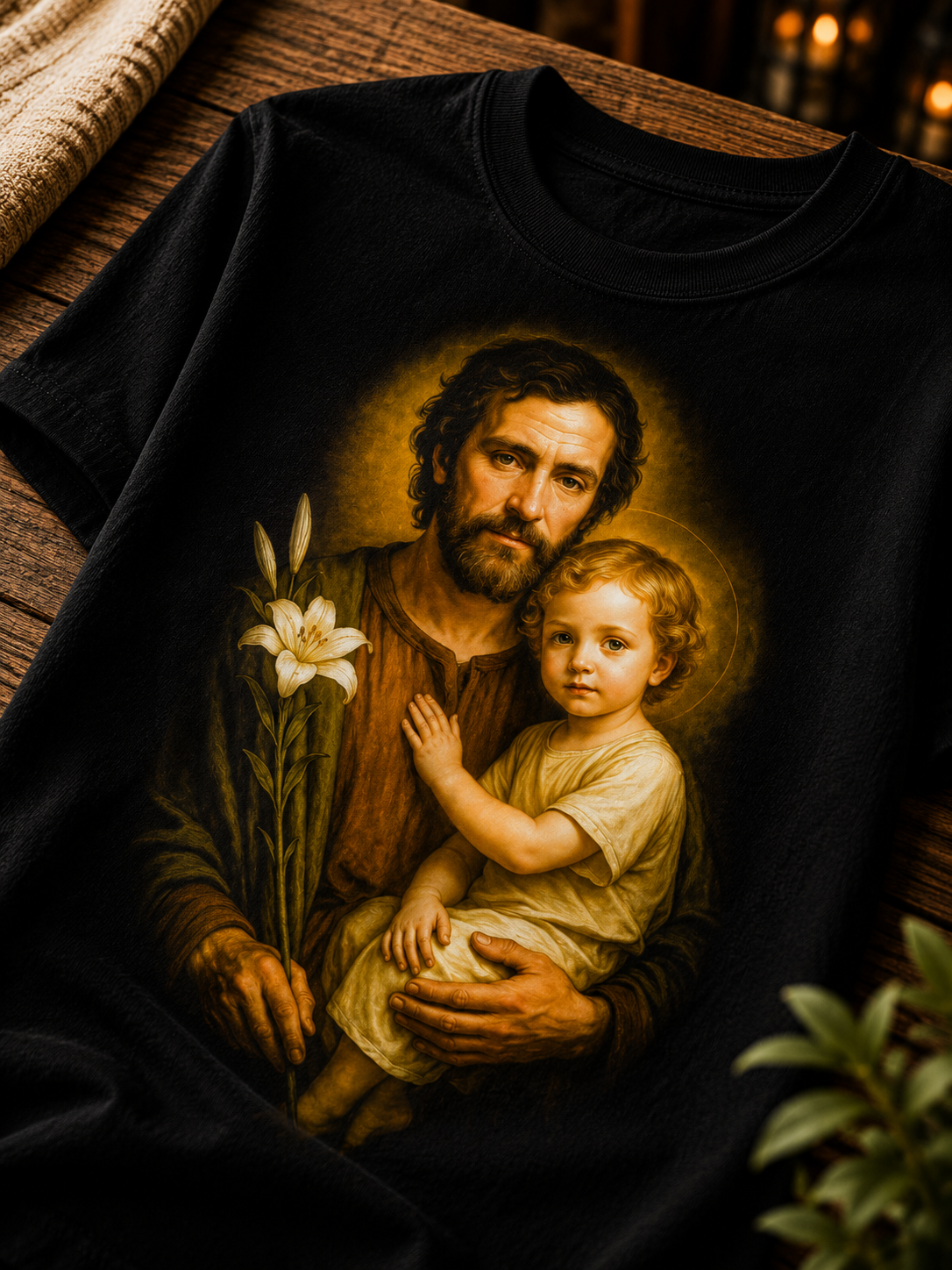 Camiseta Feminina São José Com Menino Jesus