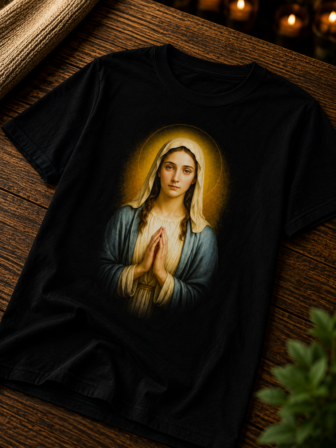 Camiseta Feminina Virgem Maria Em Oração