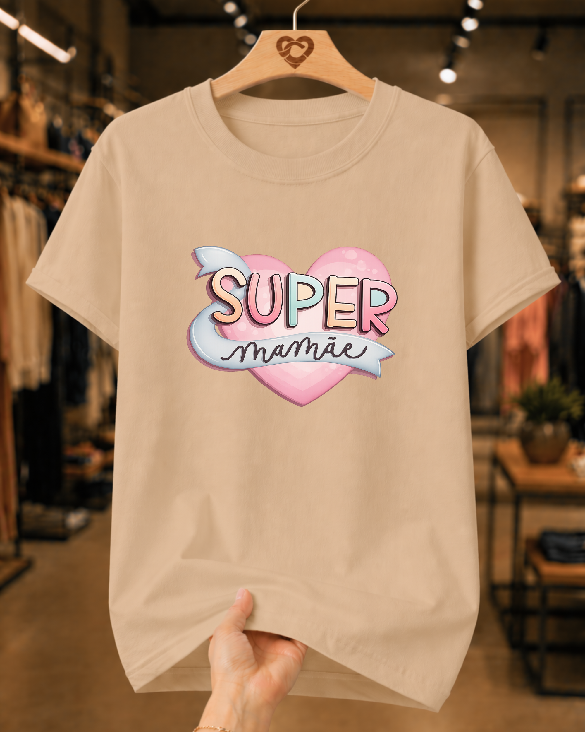Camiseta Feminina 100% Algodão "Super Mamãe" Dia Das Mães