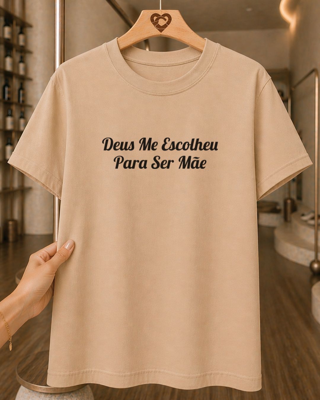 Camiseta Feminina 100% Algodão "Deus Me Escolheu Para Ser Mãe" Dia Das Mães