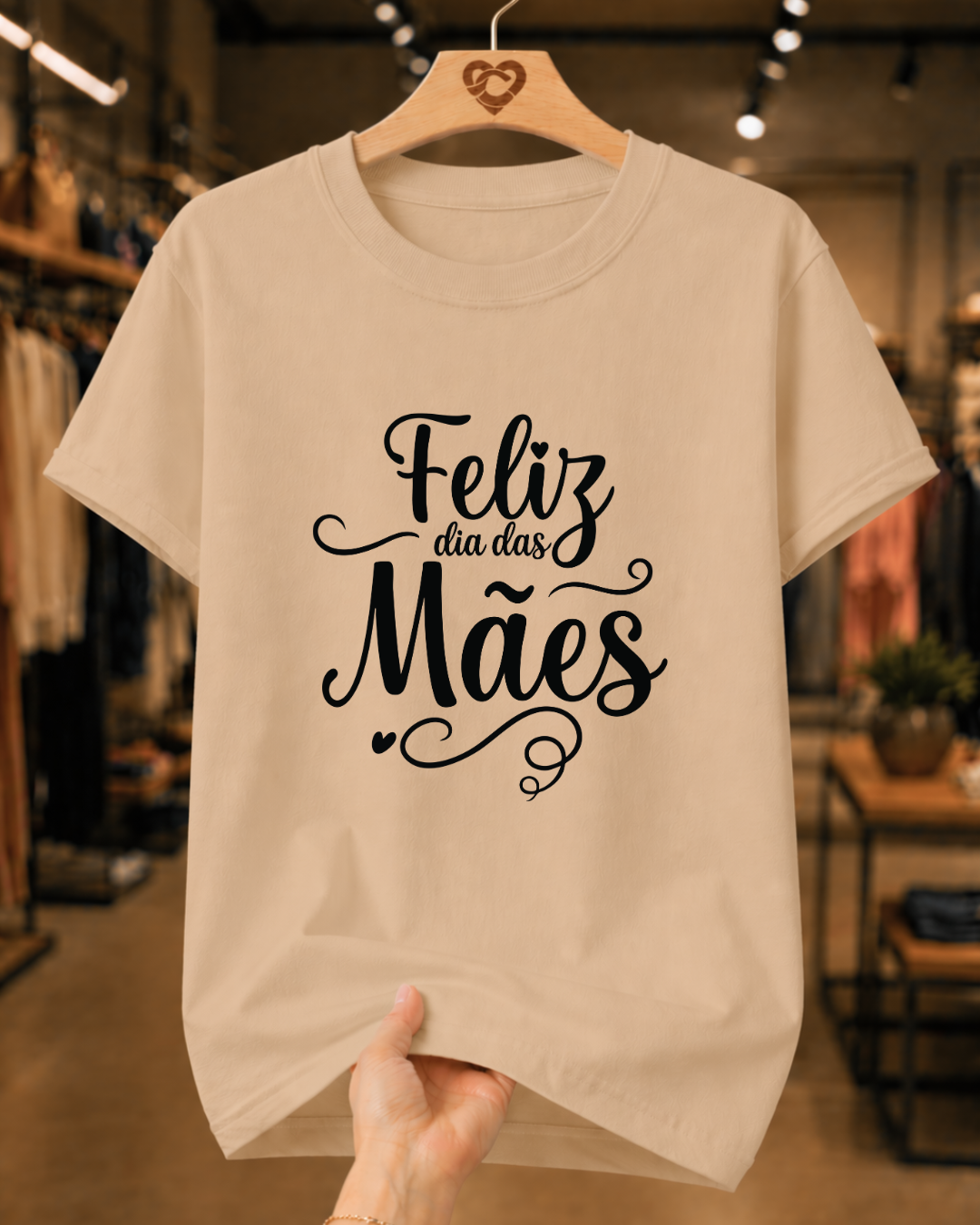 Camiseta Feminina 100% Algodão "Feliz Dia Das Mães Lindo" Dia Das Mães