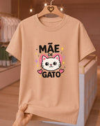 Camiseta 100% Algodão Feminina "Mãe De Gato" Feliz Dia Das Mães