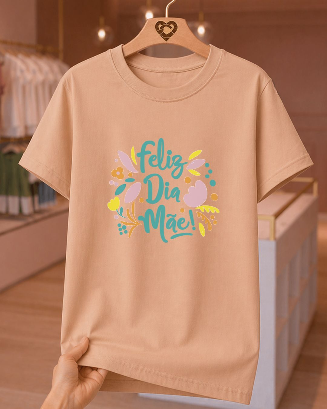 Camiseta Feminina Dia Das Mães "Feliz Dia Mãe" 100% Algodão