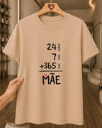 Camiseta Feminina 100% Algodão "24 Horas 7 Dias Mãe" Feliz Dia Das Mães