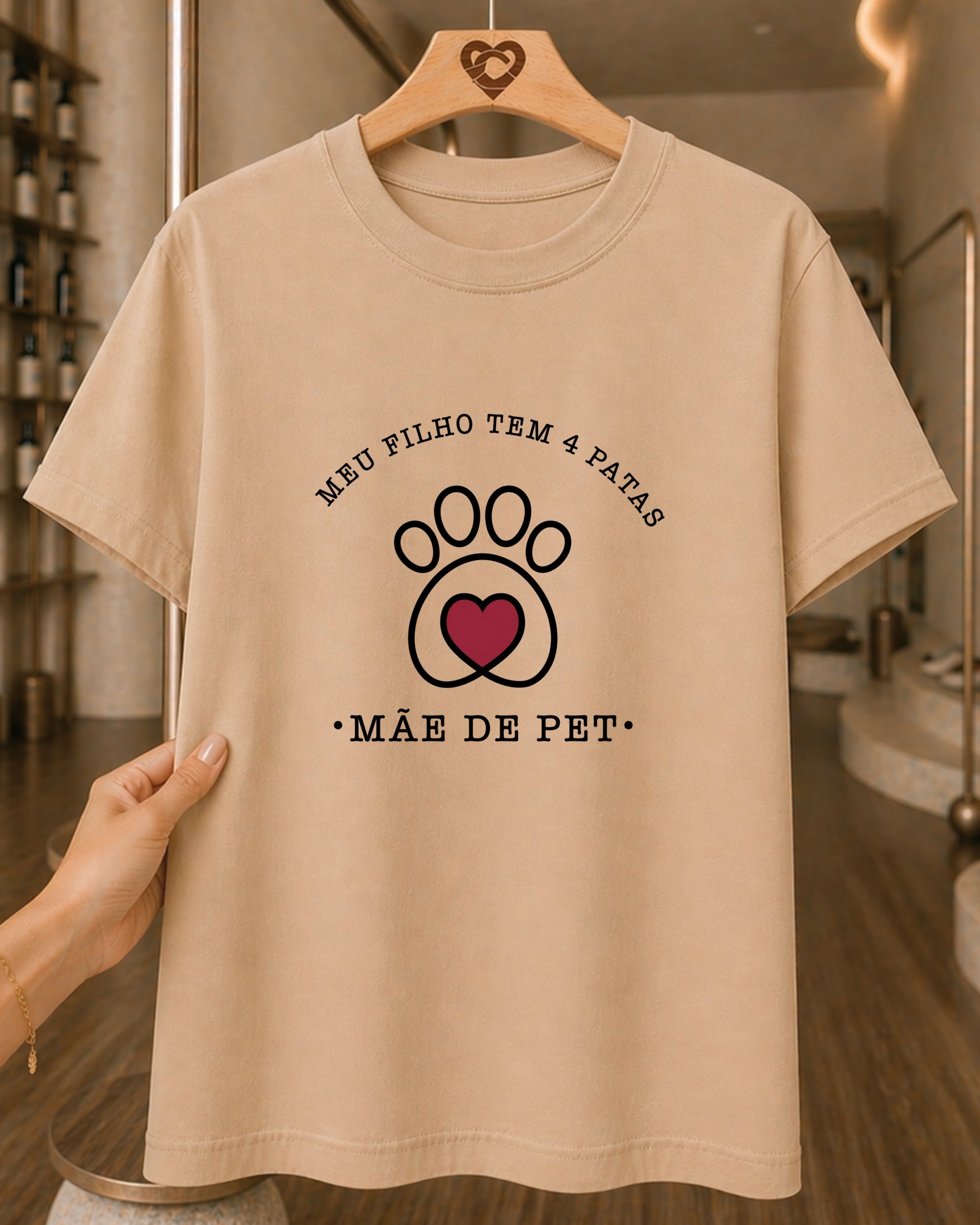 Camiseta Feminina Dia Das Mães "Mãe De Pet Amor Sem Medida" 100% Algodão