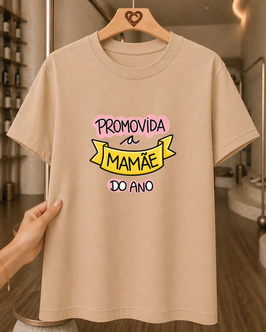 Camiseta Feminina 100% Algodão "Promovida A Mamãe Do" Feliz Dia Das Mães