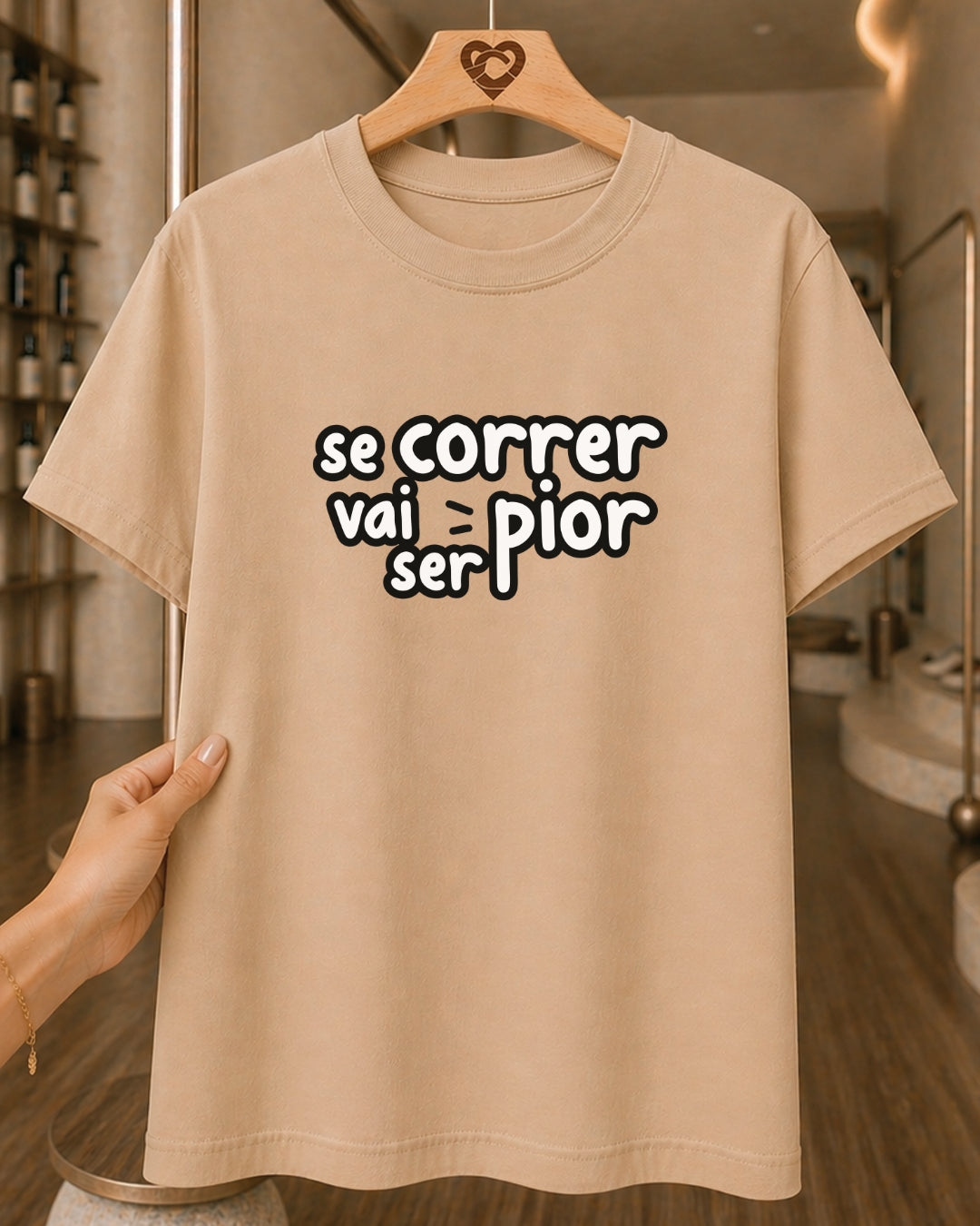 Camiseta Feminina 100% Algodão "Se Correr Vai Ser Pior" Dia Das Mães