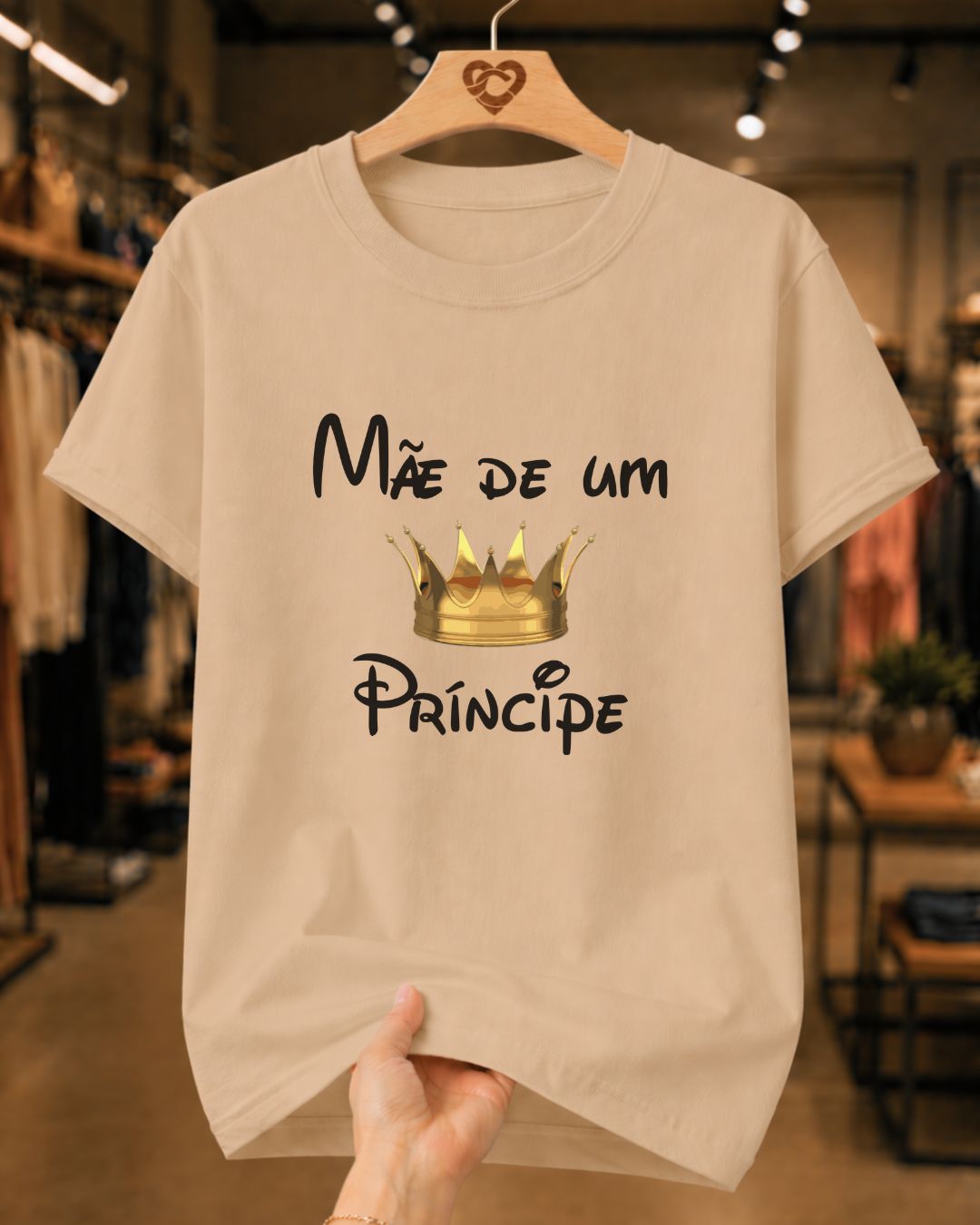 Camiseta Feminina 100% Algodão "Mãe De Um Príncipe Amado" Dia Das Mães